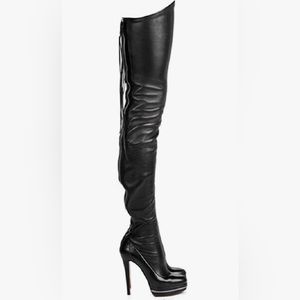 Unbranded Black PU Thigh-high stiletto boots